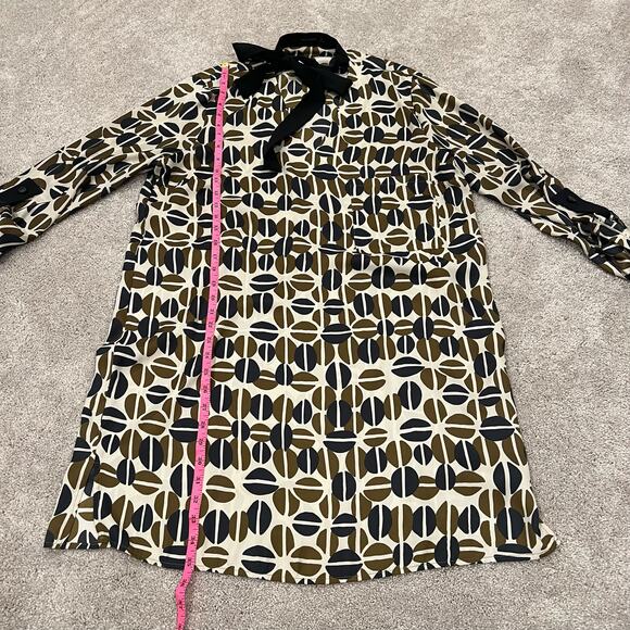 Zara Basic Women's Longsleeve Dress with Necktie Cream‎ and Green Size XL - Picture 7 of 9